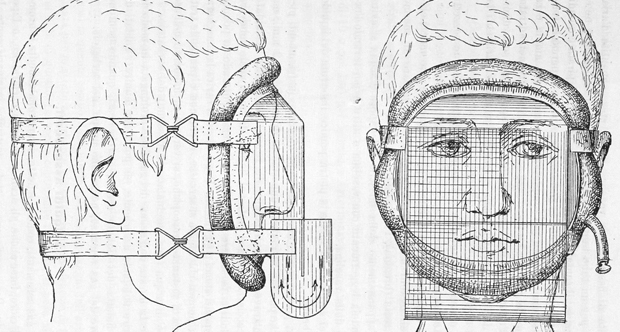 Disegno della maschera antigas ideata da Amedeo Herlitzka - Istituto di Fisiologia Umana dell'Università di Torino.jpg